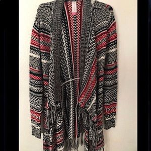 NWOT Red, White, and Black Cardigan